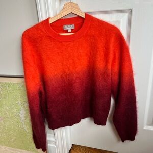 J. Crew Women's Brushed Cashmere Dip-dyed Ombre Red to Burgundy Sweater